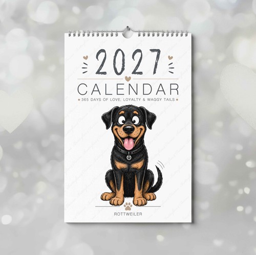 Rottweiler 2027 calendar - rottweiler, a4