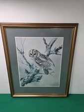 Large 1974 Framed Barn Owl Ltd