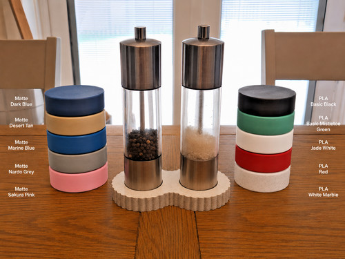 Salt pepper mill stand - &,