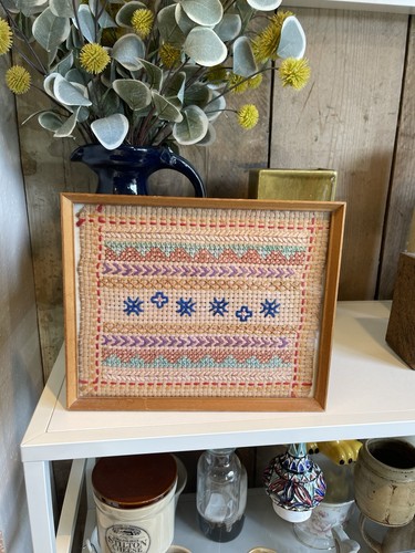 Wooden framed needlework - wooden,