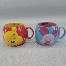 2 Disney Mugs Winnie the Pooh & Piglet Tea Coffee Cups Mugs Pair Ceramic