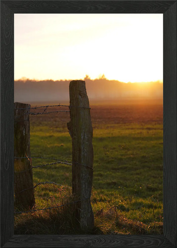 Sunset field with - sunset, fence