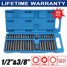 Hex Torx Star & Spline BIT Socket Set 3/8" & 1/2"dr Long & Short Reach Allen Key