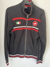 Castelli Full Zip Track Top/  Casual Jacket Black Red & White Stripes