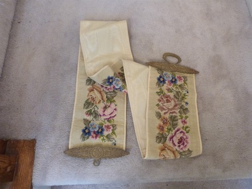 Vtg needlepoint tapestry bell - needlepoint,