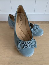 Hotter Jewel Slip On Suede Shoes Womens UK4.5 Duck Egg Blue Comfort Concept