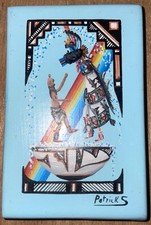 Original Zuni Indian Dance Miniature Painting by H Patrick Sanchez 4 x 6 cm