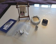 1.12th Scale Dolls House Bathroom Accessories Set Mirror Towel Rail Shaving Kit