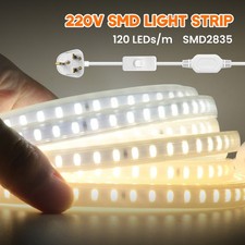 220V LED Strip Rope Lights 2835SMD Waterproof IP67 Flexible Tape Lamp UK Plug