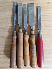 5 x vintage wood chisels