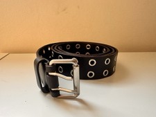AllSaints Black Leather Double Prong Grommet Belt – Size M – Excellent Condition