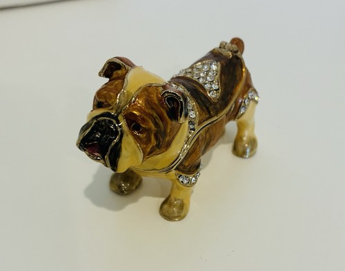 Bejeweled enameled bulldog - enameled,