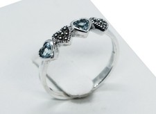 Silver Ring Blue Topaz Hearts