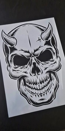 Horned skull stencil - skull,