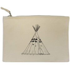 'Native American Tipi' Canvas Clutch Bag / Accessory Case (CL00037628)