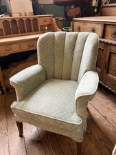 Beautiful Green Armchair with Pleated Back Mid Century Very Comfy Chair