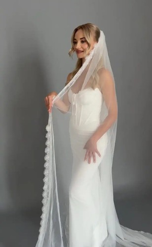 Bridal veil chantilly lace - bridal,