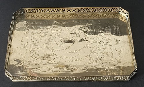 Vtg chinese brass - vtg, tray