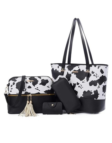 Cow print leather shoulder - pu,