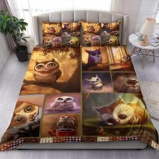 Quilt Owl Art Bedding Set