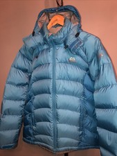Womens MOUNTAIN EQUIPMENT Drilite Down Puffer Blue Jacket Outdoor Raincoat Sz 12