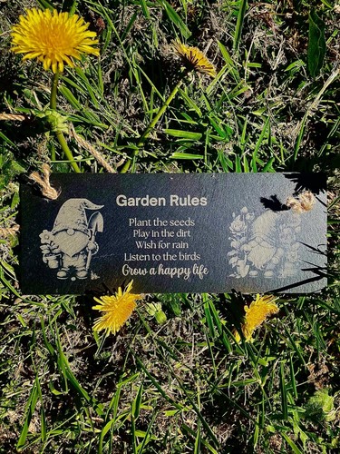 Gnome slate plaque garden - gnome, plaque,