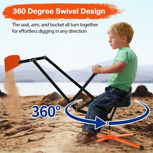 Kids ride sand - kids, digger
