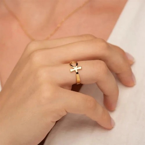 Egyptian ankh ring stainless - ankh,