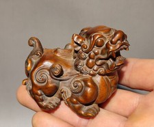 vintage wooden mini small lion figurine wood carving decoration statuette gift