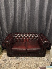 Oxblood Leather Chesterfield Sofa 2 Seater