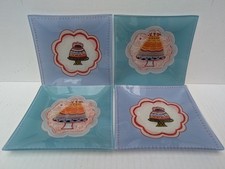 Fragonard Parfumeur Dessert Plates Birthday Cake Chic Snack Dessert x4 Glass 