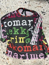 Adidas X Marimekko collab Women's T Shirt M (12-14) loose fit/batwing 3-stripes