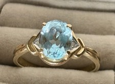 9ct Gold Blue Topaz & Diamond