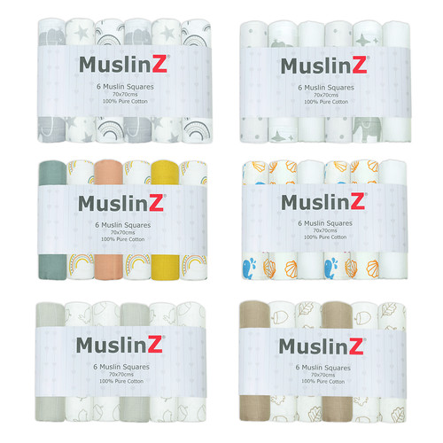 Muslinz 6pk baby muslin - muslinz,