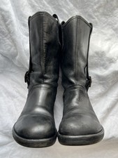 Ladies Fly London Mid Calf Leather Boots. Uk SIze 5 - EU38  Black Biker/Cowboy 