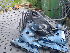 Retro Blue Oxygen inline Rollerblades, with Black & Silver Bag, size 6-7(UK)