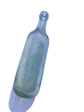 Antique Aqua Green Glass Round Bottom Torpedo Bottle Marked KB