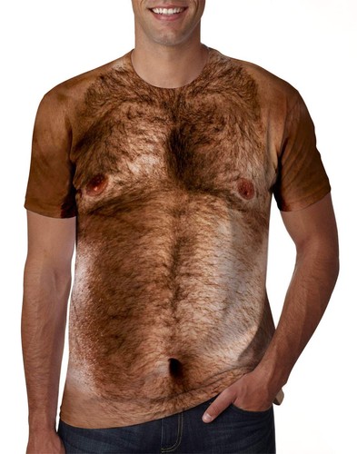 Men chest hairy printed - 3d,