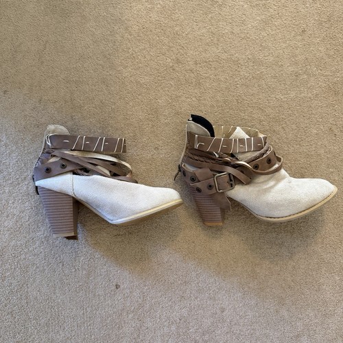 Women beige suede style - suede,