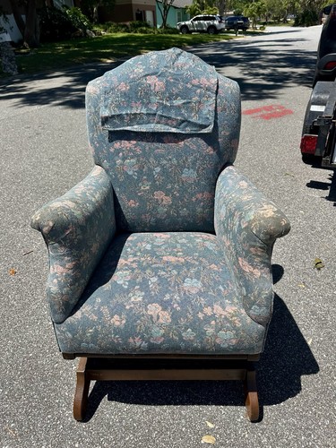 Blue pink floral - blue, upholstered
