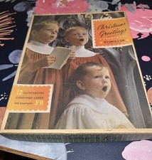 Vintage Kaye /W H Smith Christmas Cards Box 1960's Choirboys Prop Retro Display