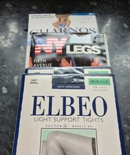 4 PAIR  TIGHTS SIZE S NAVY& M BLUE & N TAN CHARNOS ELBO 