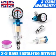 Mini Air Pressure Regulator Gauge Spray Gun & In-Line Water Trap Air Filter