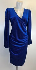 Ladies new Ex M&CO  Blue Velvet Glitter Dress Size 10 12 14 16