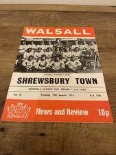 Walsall v Shrewsbury League Cup Programme 19th Aug 1975