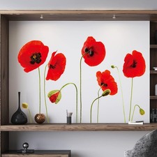 WALPLUS Red Poppy Flowers 13x33x3cm Spring Wall Stickers Nursery Removable