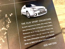 RENAULT SPORT CLIO 172 ORIGINAL FRAMEABLE WALL ART MAGAZINE CAR ADVERT