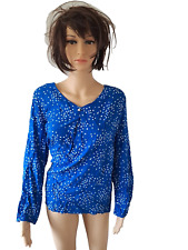 BON MARCHE DARK BLUE SNOW PATTERN 3/4 LENGTH SLEEVE TOP UK 16 £9.99