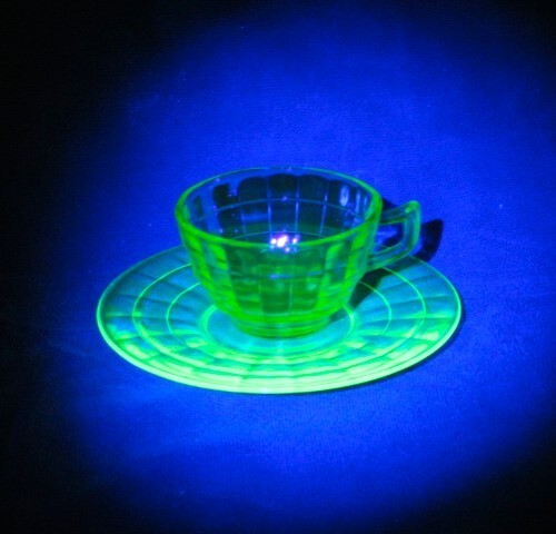 Uranium glass cup - &, saucer