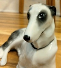 Antique 1939 Borzoi Russian Wolfhound Pfeffer Gotha Porcelain Dog Figurine 8x4"